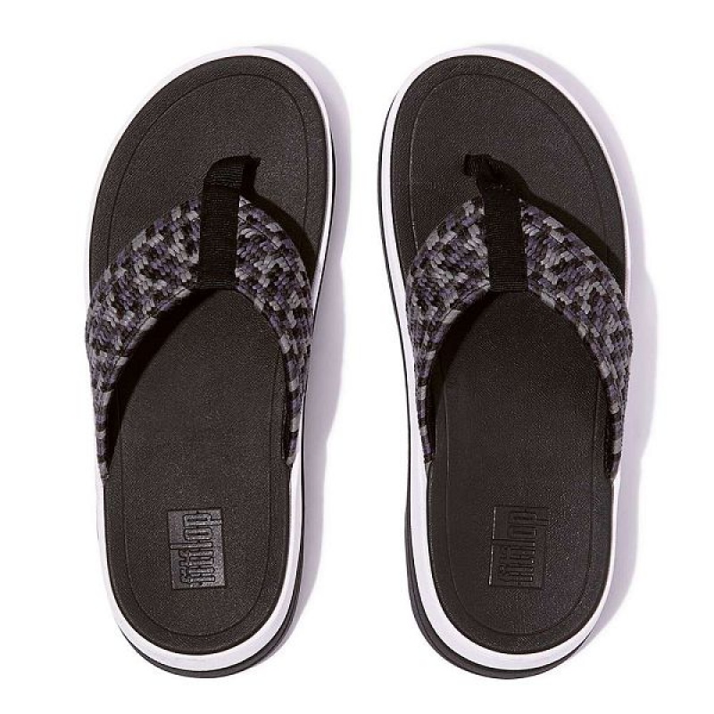 FitFlop Surff Art Webbing Toe-Post Women's Sandals Black | 921UTGBDN