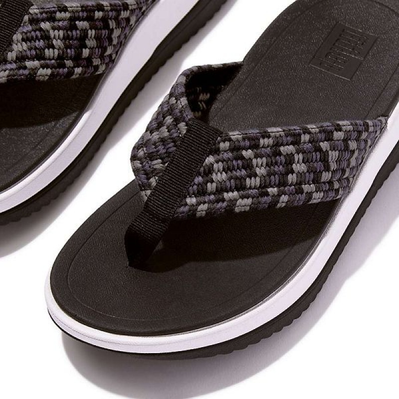 FitFlop Surff Art Webbing Toe-Post Women's Sandals Black | 921UTGBDN