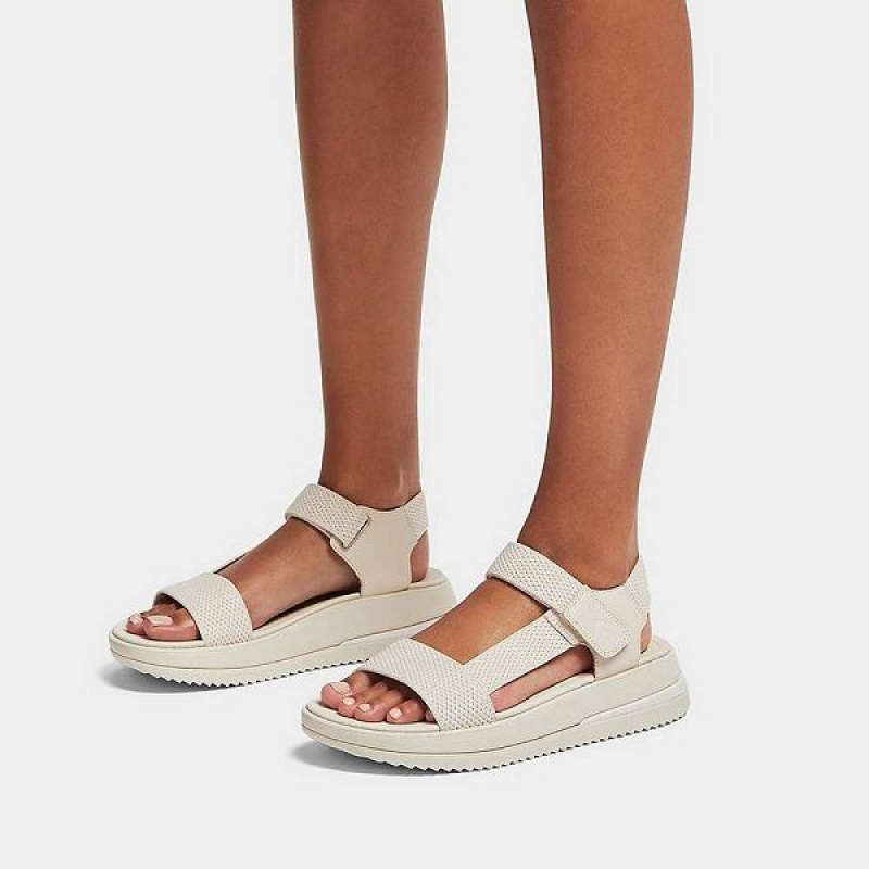 FitFlop Surff Sports Webbing Leather Back-Strap Women's Sandals Beige | 076EGPBFS