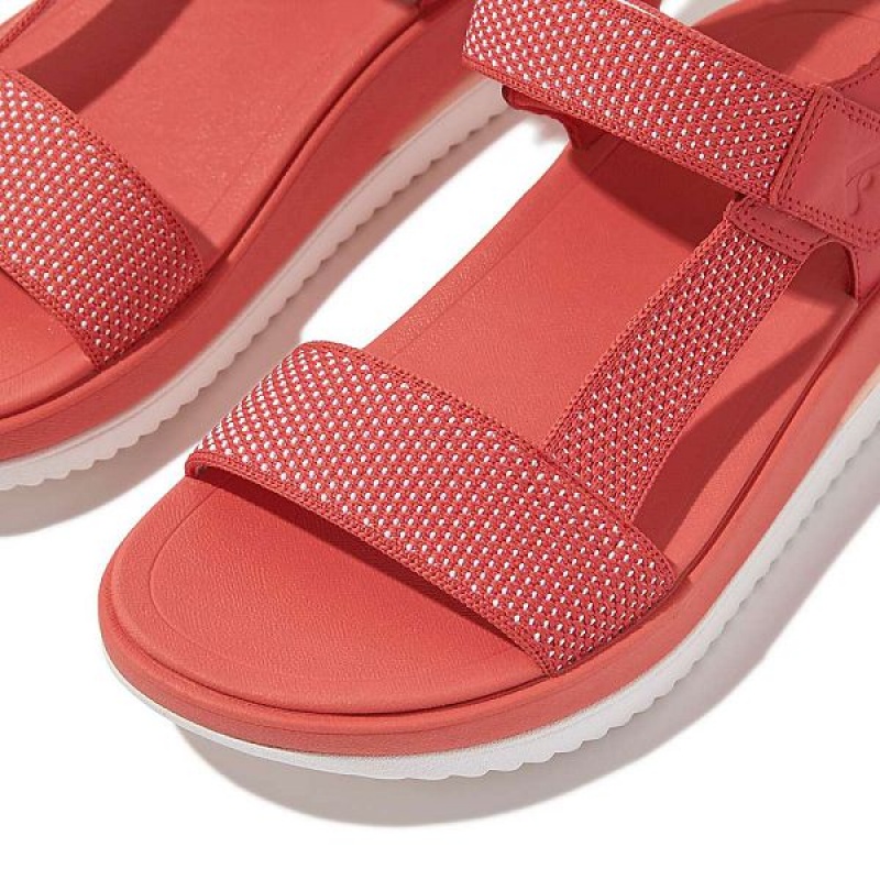 FitFlop Surff Two Tone Sports Webbing Leather Back-Strap Women's Sandals Coral | 802PLGVXS