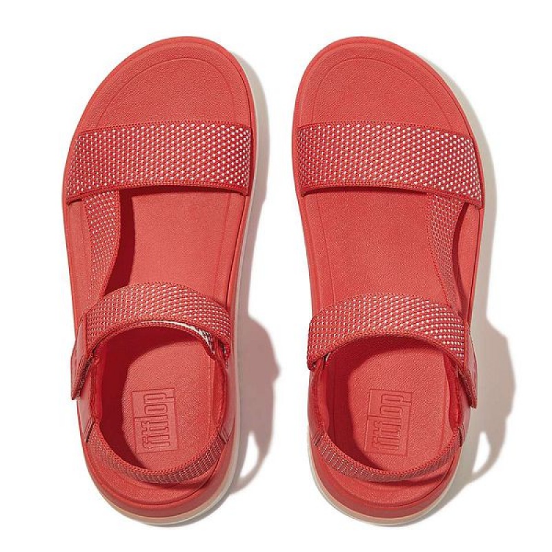 FitFlop Surff Two Tone Sports Webbing Leather Back-Strap Women's Sandals Coral | 802PLGVXS