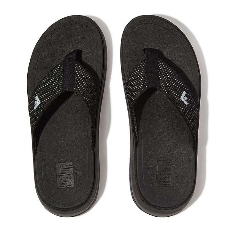 FitFlop Surff Two Tone Sports Webbing Toe-Post Women's Sandals Black | 056YTZMLX