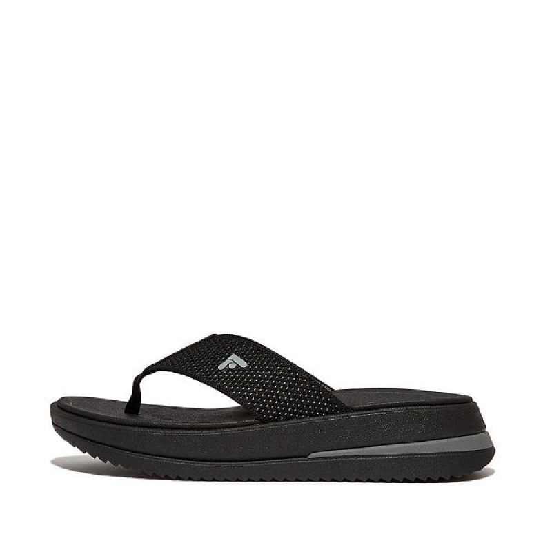 FitFlop Surff Two Tone Sports Webbing Toe-Post Women\'s Sandals Black | 056YTZMLX