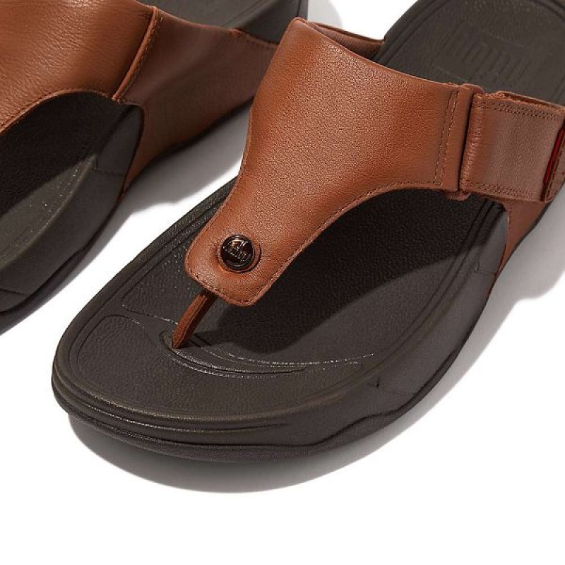 FitFlop Trakk Ii Leather Men's Flip Flops Dark Brown | 057LQMUBF