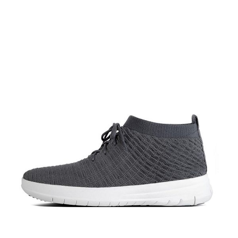 FitFlop Uberknit Slip On High Top Men\'s Sneakers Dark Grey | 781WPNKZL