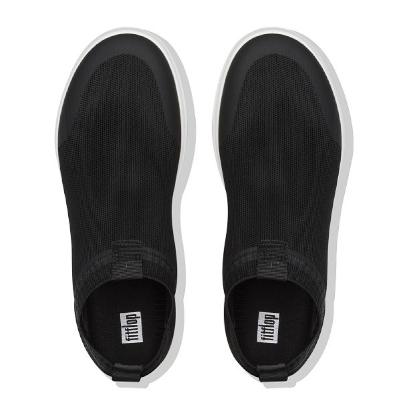 FitFlop Uberknit Slip On Men's Sneakers Black / White | 462VKZOQP