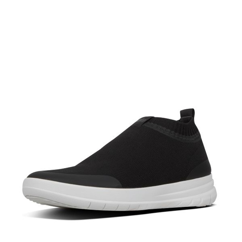 FitFlop Uberknit Slip On Men's Sneakers Black / White | 462VKZOQP