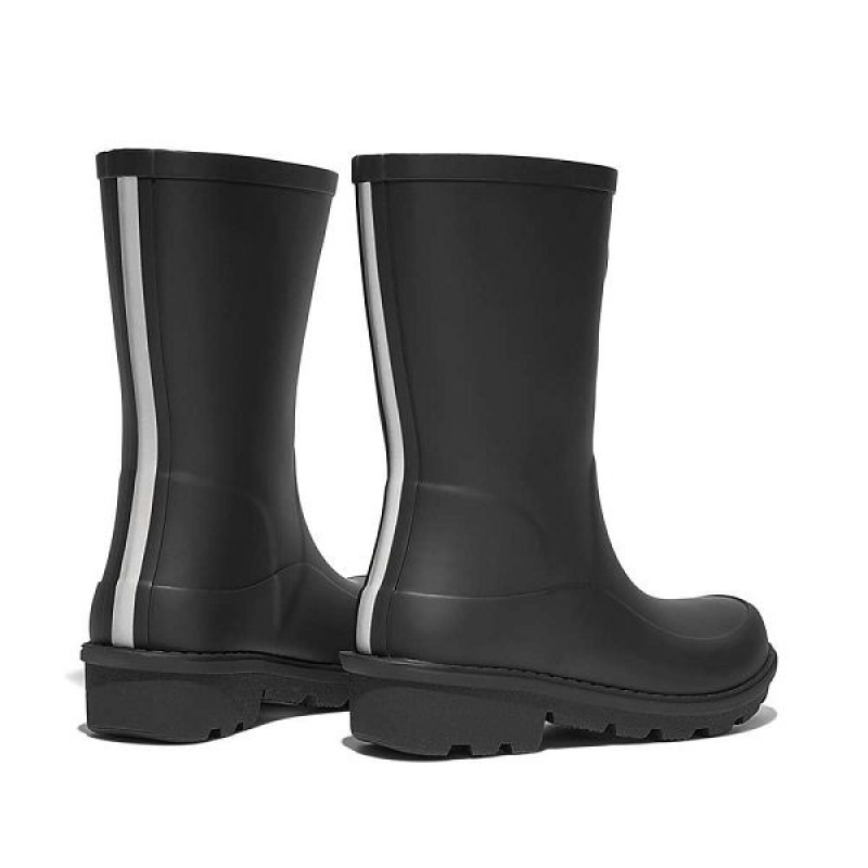 FitFlop Wonderwelly Junior Ergonomic Wellington Kids' Rain Boots Black | 856QMLXON