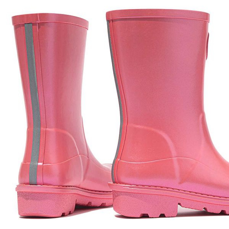 FitFlop Wonderwelly Junior Pearlized Ergonomic Waterproof Wellington Kids' Rain Boots Coral | 158JAPZWN