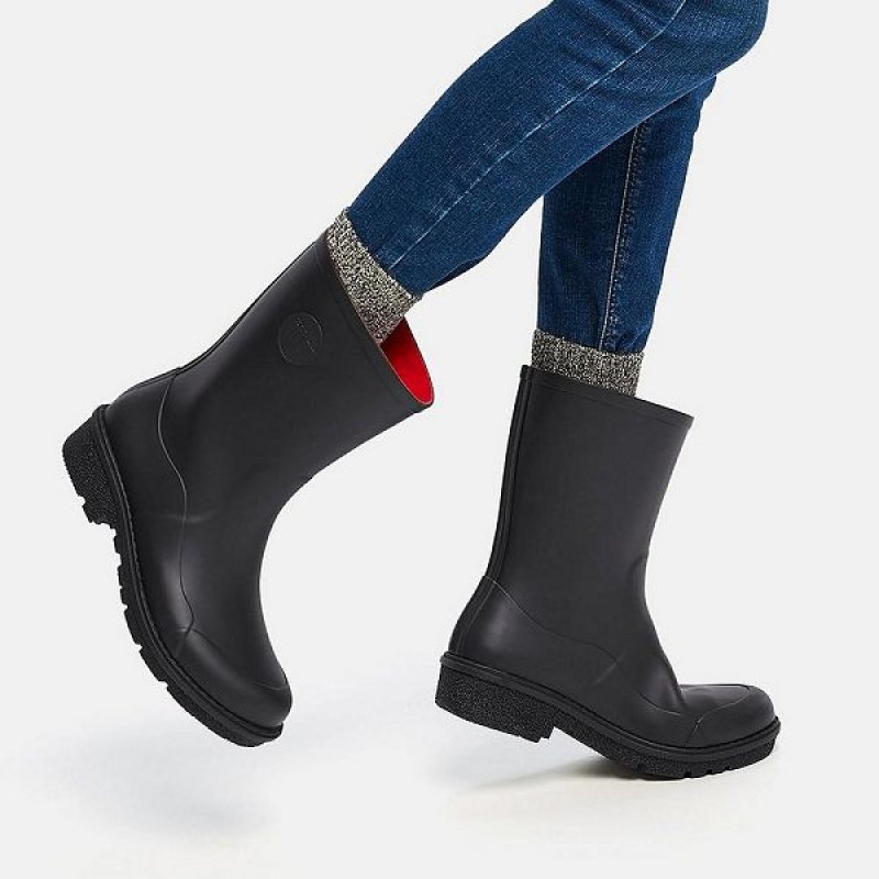 FitFlop Wonderwelly Short Women's Rain Boots Black | 419WJDOPX