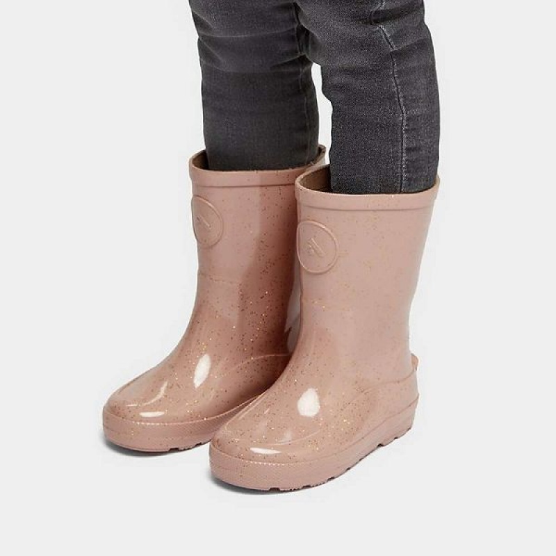 FitFlop Wonderwelly Toddler Glitter Ergonomic Kids' Rain Boots Rose Gold | 870XOADTG